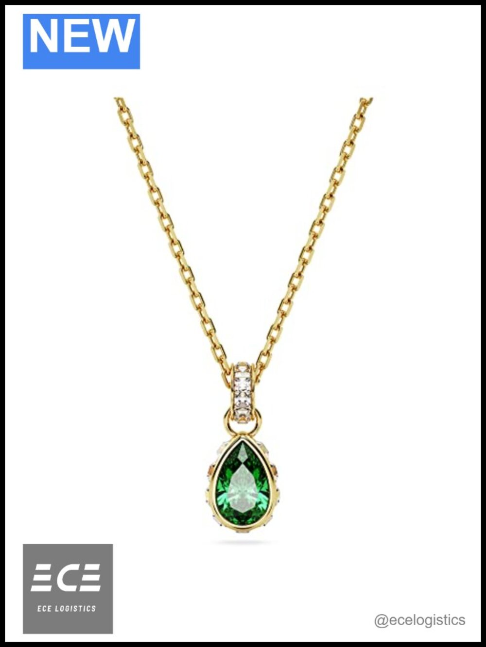 Swarovski Chroma Crystal Pendant Necklace Gold Tone Finish